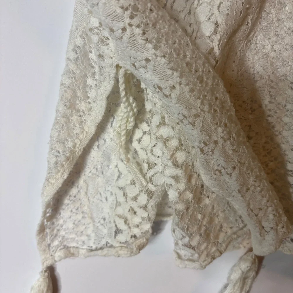 GB Girls Ivory Cotton Lace‎ Poncho Top with Tassels Size 5 Boho Festival